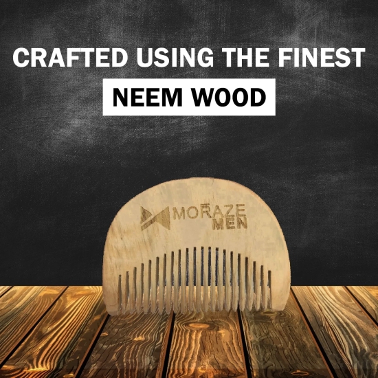 Men Pocket Size Beard Comb made with Neem Wood | Wooden U-Shaped Beard Comb BM