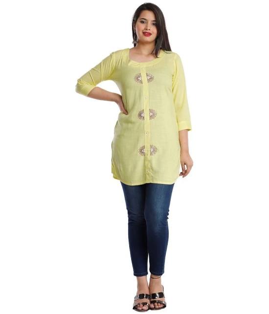 JC4U - Yellow Rayon Womens Straight Kurti ( Pack of 1 ) - None