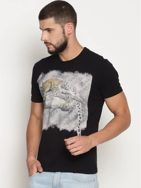 Wolfpack Men Black Printed T-Shirt-M