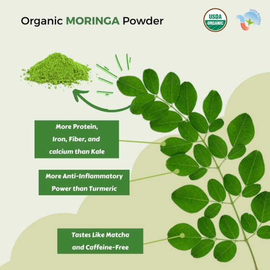 Native Pods Organic Moringa Leaf Powder - USDA & Indian Organic Certified - MultiVitamin - Raw Superfood - Sun Dried - 200g