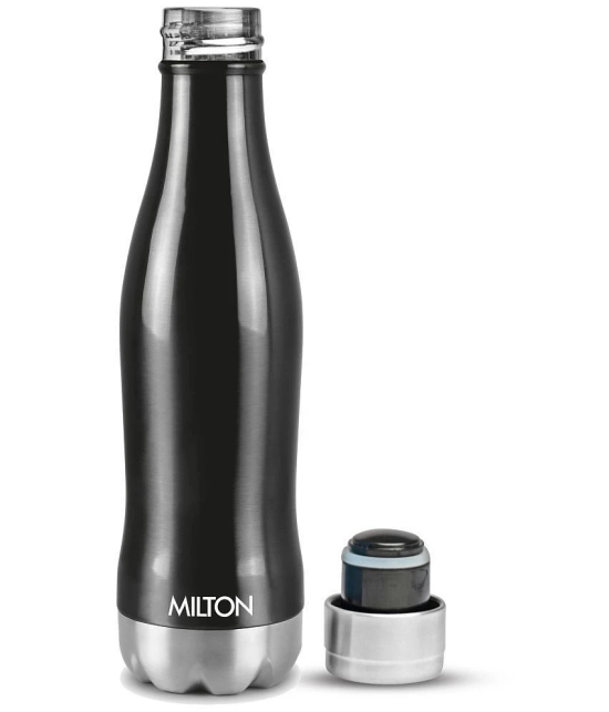 Milton New Duke 500 Thermosteel Hot and Cold Water Bottle, 420 ml, Black - Black