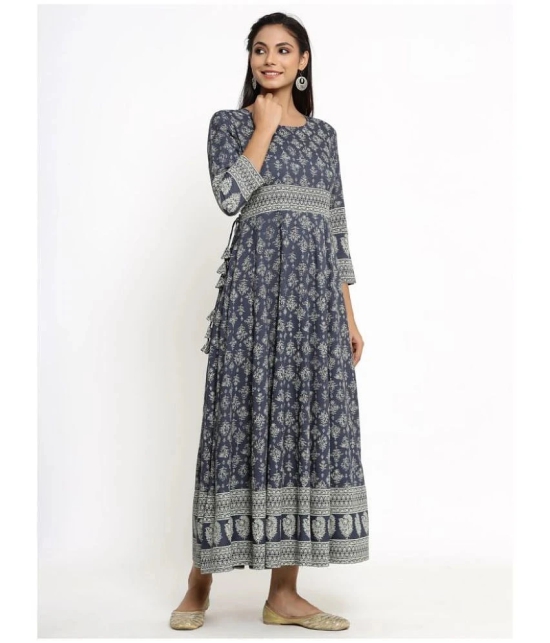 KIPEK Grey Rayon Anarkali Kurti - Single - S