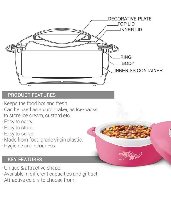 Milton DELIGHT JR GIFT SET Pink Steel Serve Casserole ( Set of 3 , 500,1000,1500 mL ) - Pink