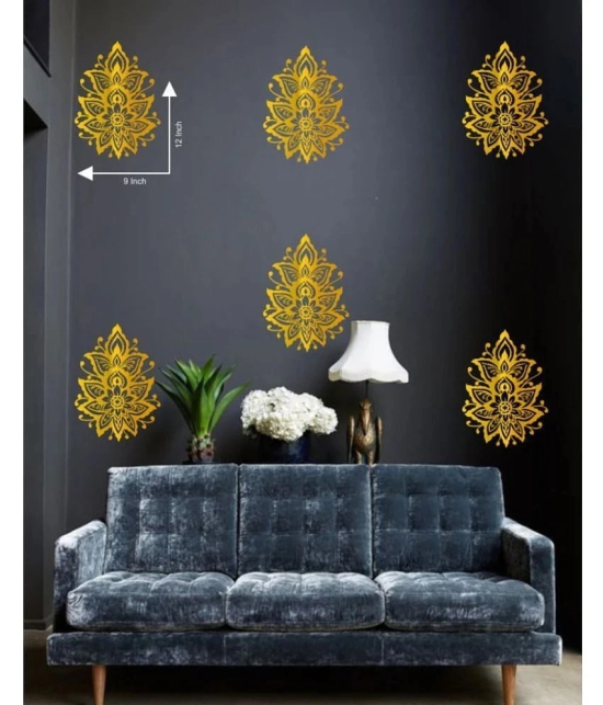 Decor Villa Pooja Vinyl Gold Wall Sticker - Pack of 6