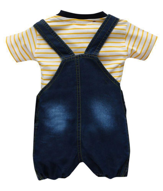 Zadmus Unisex Top and Dungaree Set Denim, Yellow - 0-6 Months