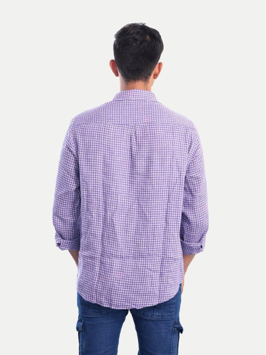 Men Violet Gingham Checkered Cotton Casual shirt