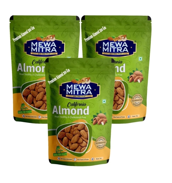 Mewa Mitra Natural and Fresh Almonds | Quality Badam Giri | Rich in Protein and Increase Stamina | Real Nuts | Healthy Dry Fruits| (Pack of 3) 600 gram