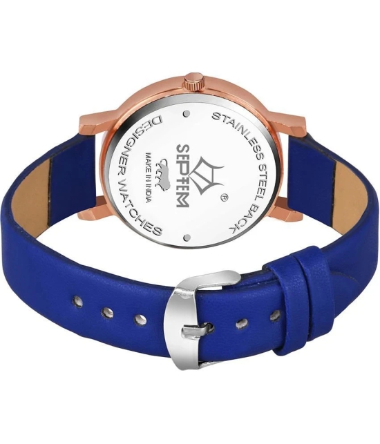 Septem Blue Leather Analog Womens Watch