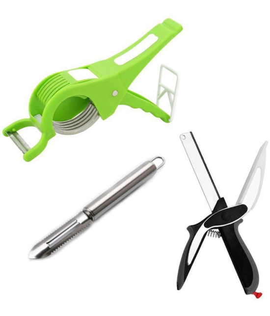 HOMETALES Stainless Steel Clever Cutter, Peeler, Vegetable Cutter (3U) - Multicolor