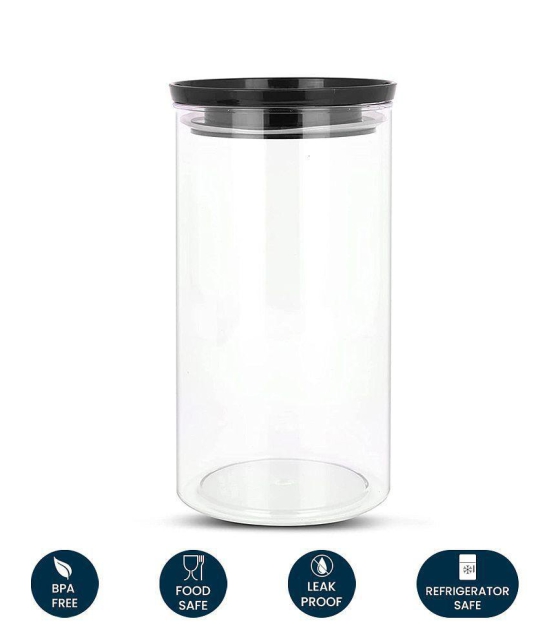 HOMETALES Multi-purpose Container 900ml each,Black Lid (4U) - Black