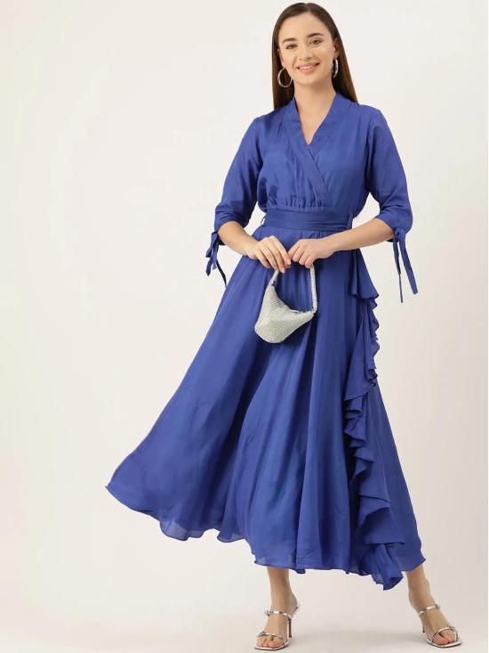 Desginer Blue Polyester Dress-M