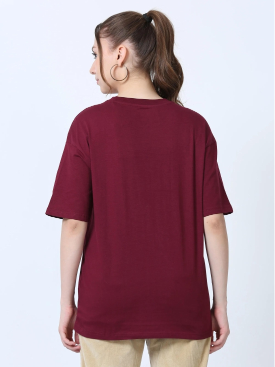 Women Solid Oversized T-Shirt, MAROON-XXL / Maroon