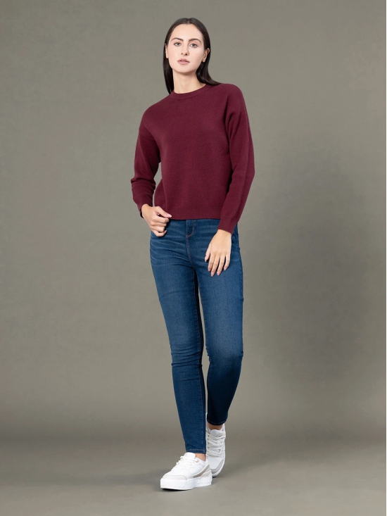 RedTape Round Neck Solid Sweater for Women |  Everyday Comfort