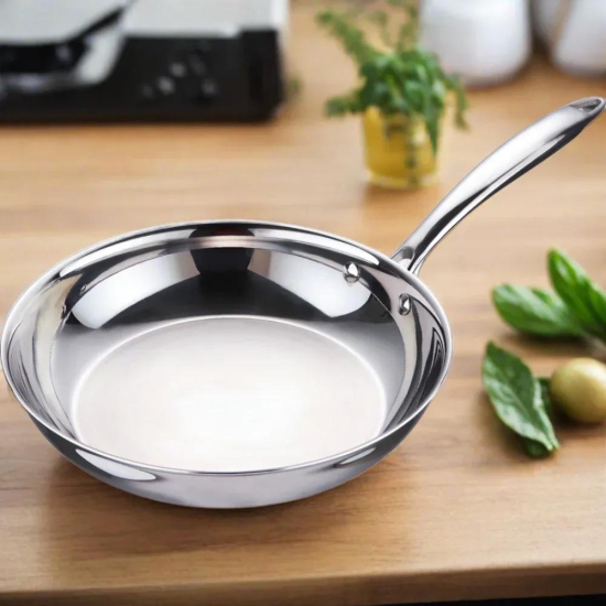 Bergner Argent Tri-Ply Fry Pan | Gas & Induction Compatible | Silver 20 cm