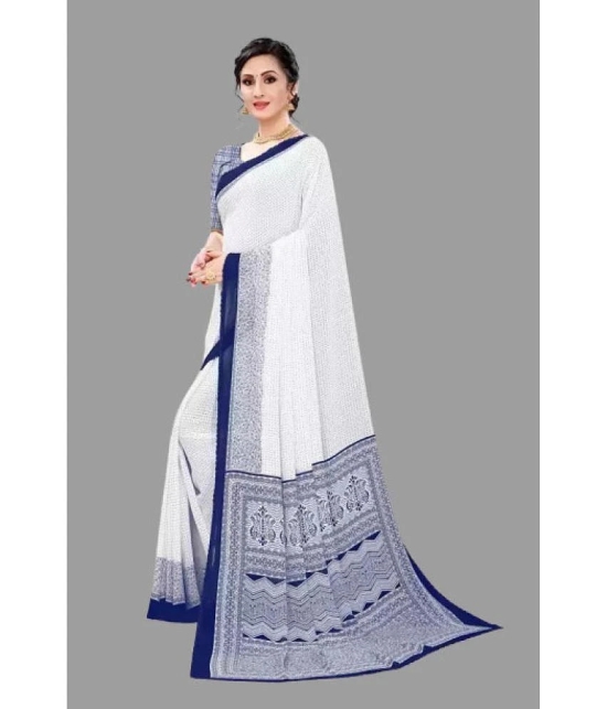 Sitanjali - Navy Blue Georgette Saree With Blouse Piece ( Pack of 1 ) - Navy Blue