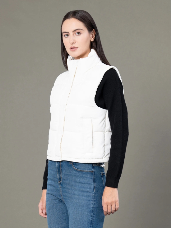 RedTape Stand Collar Sleeveless Jacket for Women |  Zipper & Button Closure | Everyday Comfort