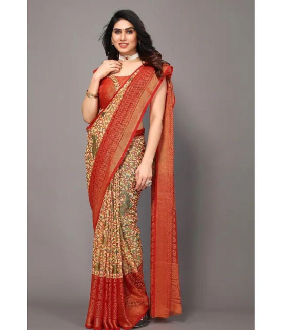 Sitanjali - Red Brasso Saree With Blouse Piece ( Pack of 1 ) - Red