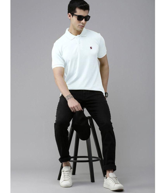 ADORATE Cotton Blend Regular Fit Solid Half Sleeves Mens Polo T Shirt - White ( Pack of 1 ) - None