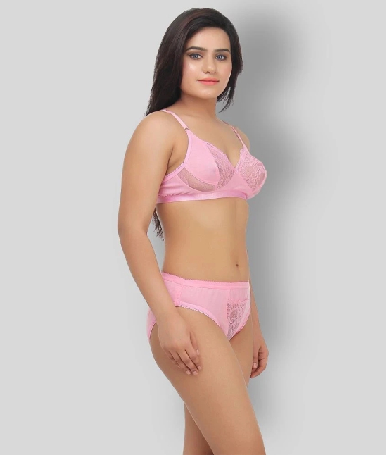 TCG - Pink Lace Embroidered Womens Maternity Bra & Panty Set ( Pack of 1 ) - 38