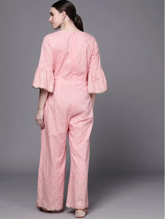 Women Pink Printed Basic Jumpsuit