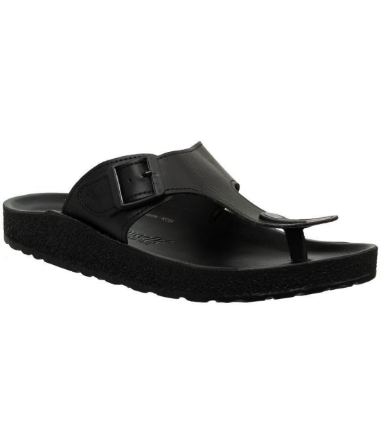 Aerowalk Black Men's Leather Slipper - None