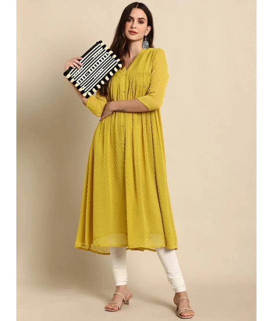 Janasya - Yellow Chiffon Womens Front Slit Kurti ( Pack of 1 ) - None