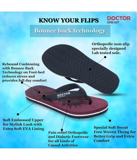 DOCTOR EXTRA SOFT - Maroon Womens Thong Flip Flop - None