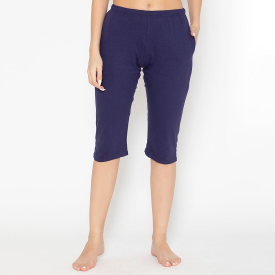 Women's Plain Knitted Capri - Navy Astral Aura XL