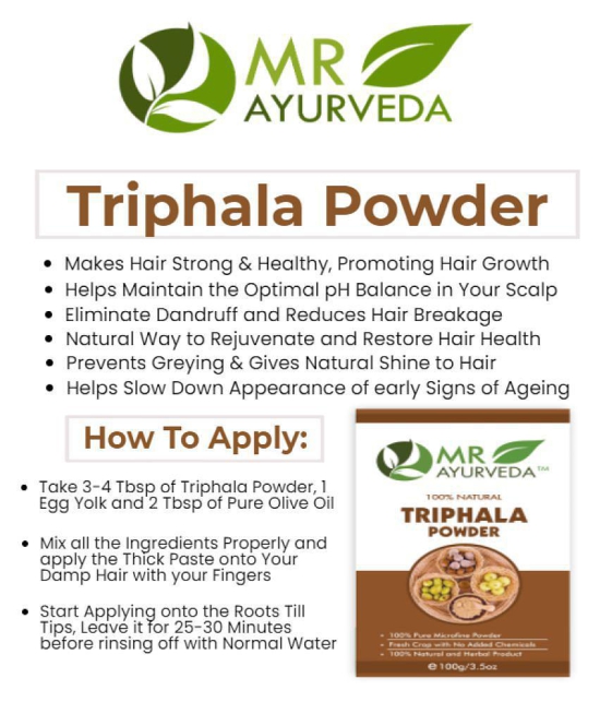 MR Ayurveda Triphala Powder, Hair Care Hair Scalp Treatment 100 g