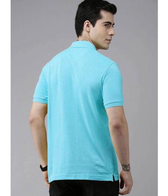 ADORATE Cotton Blend Regular Fit Solid Half Sleeves Mens Polo T Shirt - Sky Blue ( Pack of 1 ) - None