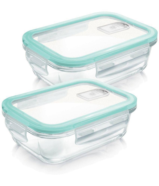 Treo By Milton Hi Borosilicate Clip Fresh Rectangular Container, Set of 2, 1000 ml Each, Transparent