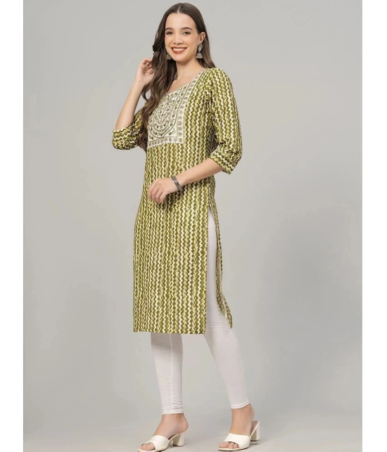 JC4U Cotton Embroidered Straight Womens Kurti - Green ( Pack of 1 ) - None