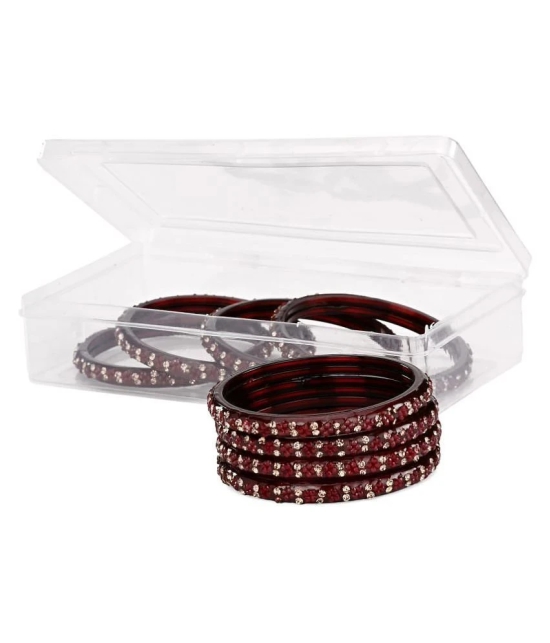 Somil Bridal Wedding Party Collection Festival Glass Kada/ Bangles Set, Maroon, 8 Bangles With Box - None