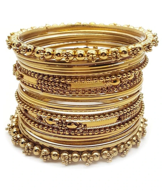 YouBella Stylish Traditional Jewellery Gold Plated Bangle Set for Women (Golden)(YBBN_91103_2.4) - None