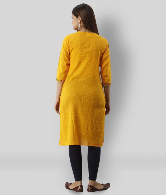 Radiksa - Yellow Cotton Womens Straight Kurti ( Pack of 1 ) - S