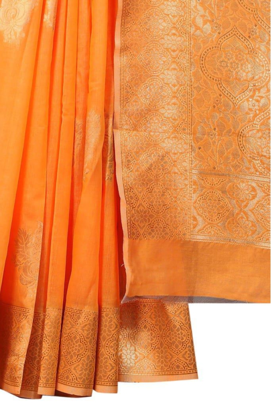 Silk Zone Women's Jamdani Cotton Woven Silk Saree with Blouse Piece