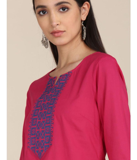 Karigari - Pink Cotton Women's Straight Kurti ( Pack of 1 ) - None