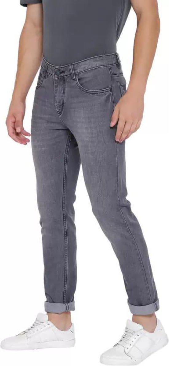 Men Slim Mid Rise Grey Jeans