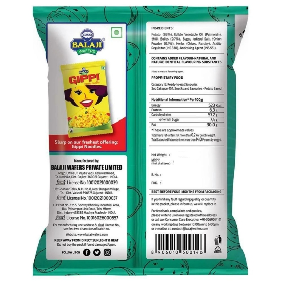 Balaji Onion & Cream Chips, 150 Gm