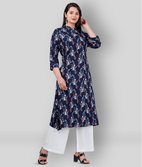 MAUKA - Navy Blue A-line Rayon Womens Stitched Salwar Suit ( Pack of 1 ) - XS