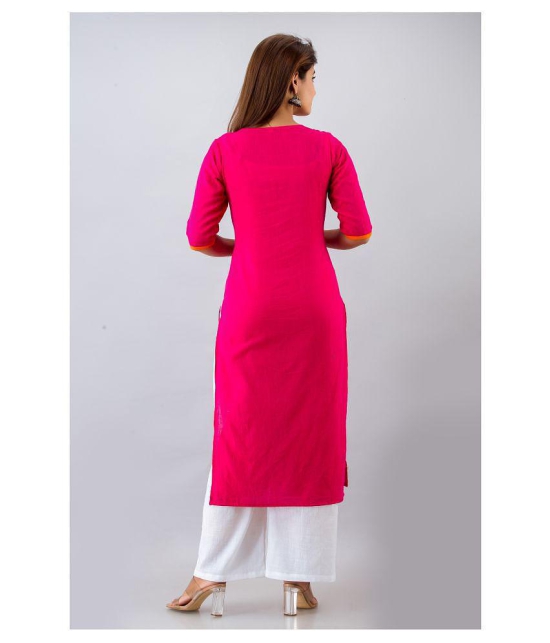 FabbibaPrints Pink Cotton Straight Kurti - M