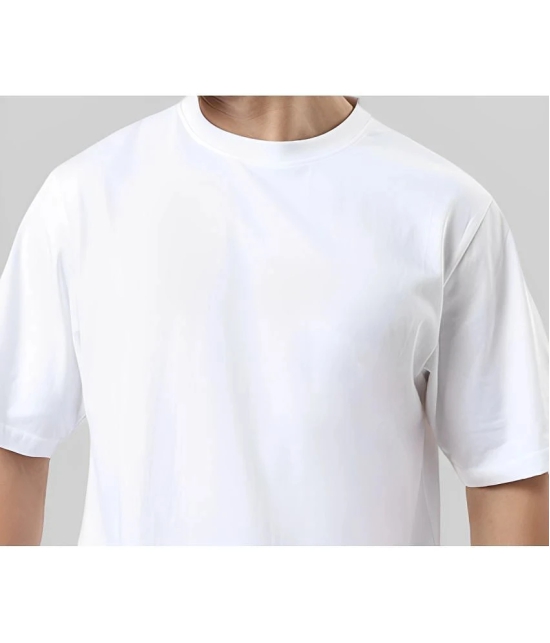 AKTIF Cotton Blend Oversized Fit Solid Half Sleeves Mens T-Shirt - White ( Pack of 1 ) - None