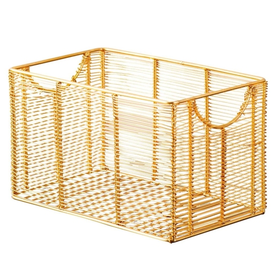 Cache rectangle wire basket in Gold Color