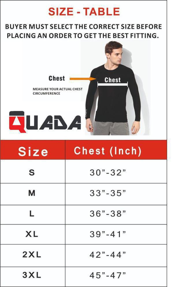 QUADA Unisex 100% Polyester Yoga T-Shirt, Sport T-Shirt/Cricket/Badminton/Cycling/Football/Baseball/Gym/Swimming/Tennis/Running/Etc. Full Sleeve Tights Skinny T-Shirt - M