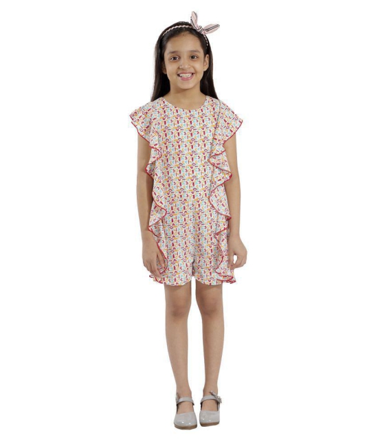 Kids Cave - Off White Crepe Girls Jumpsuit ( Pack of 1 ) - None