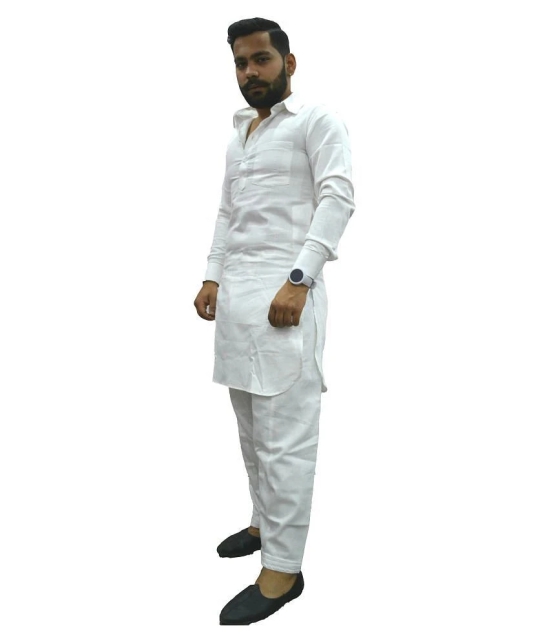 Preen White Cotton Pathani Suit Pack of 1 - None