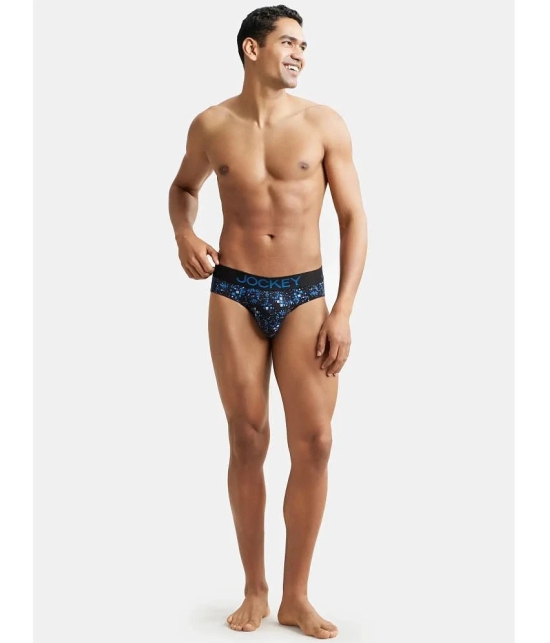 Jockey FP22 Men Super Combed Cotton Elastane Stretch Printed Brief - Black & Sky Diver - None