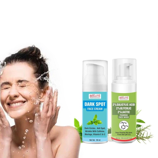 BECUTE Professional Dark Spot Face Cream+2% Salicylic Acid Foaming Face Wash - Combo Pack, 200 mL