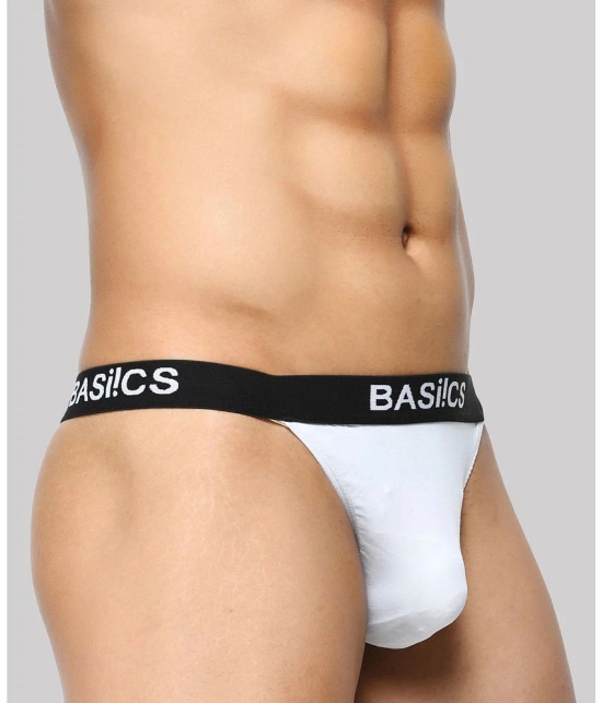 BASIICS By La Intimo - White BCSTH01 Spandex Mens Thongs ( Pack of 1 ) - None