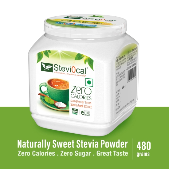 Stevi0cal Stevia Sweetener Powder | 100% Sugar Free Natural | Zero Calorie for Weight Management, Diet, Diabetic Friendly | 480 gm Jar